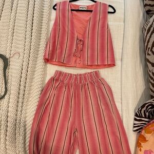 Princess Polly Linen Two Piece Set- string tie never worn